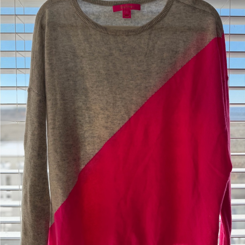 Lily Pulitzer Colorblock Gray and Hot Pink Sweater